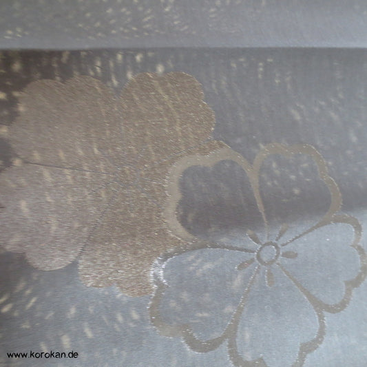 schwarz - hauchzarte Sakura Blüten Obi Sha Seide