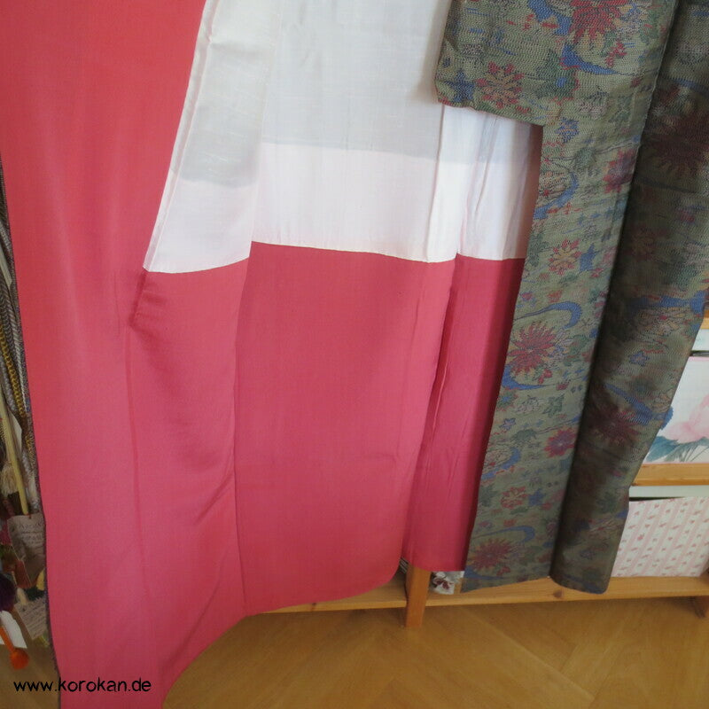 Tsumugi Seiden Kasuri Blüten zwischen Flusswellen Kimono