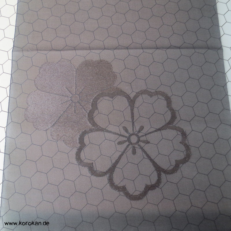 schwarz - hauchzarte Sakura Blüten Obi Sha Seide