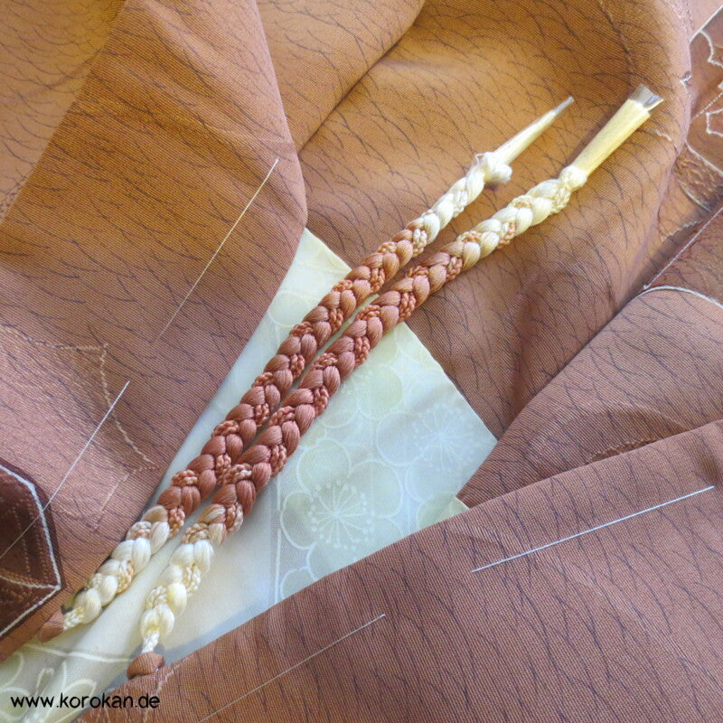 Kaioke Muschelkästchen Haori Kimono Jacke braunrosa Seidendamast