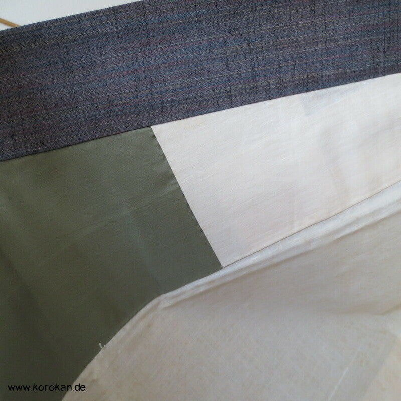 Tsumugi Seiden Kasuri Feinstreifen Bokashi Farbverlauf Kimono