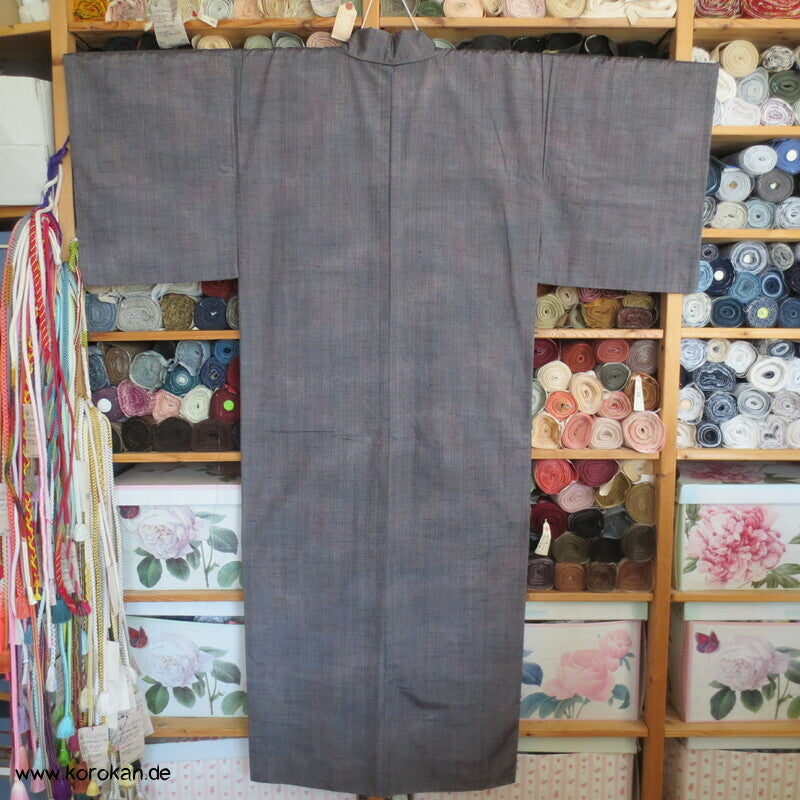 Tsumugi Seiden Kasuri Feinstreifen Bokashi Farbverlauf Kimono