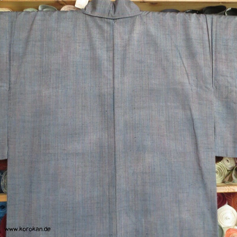 Tsumugi Seiden Kasuri Feinstreifen Bokashi Farbverlauf Kimono