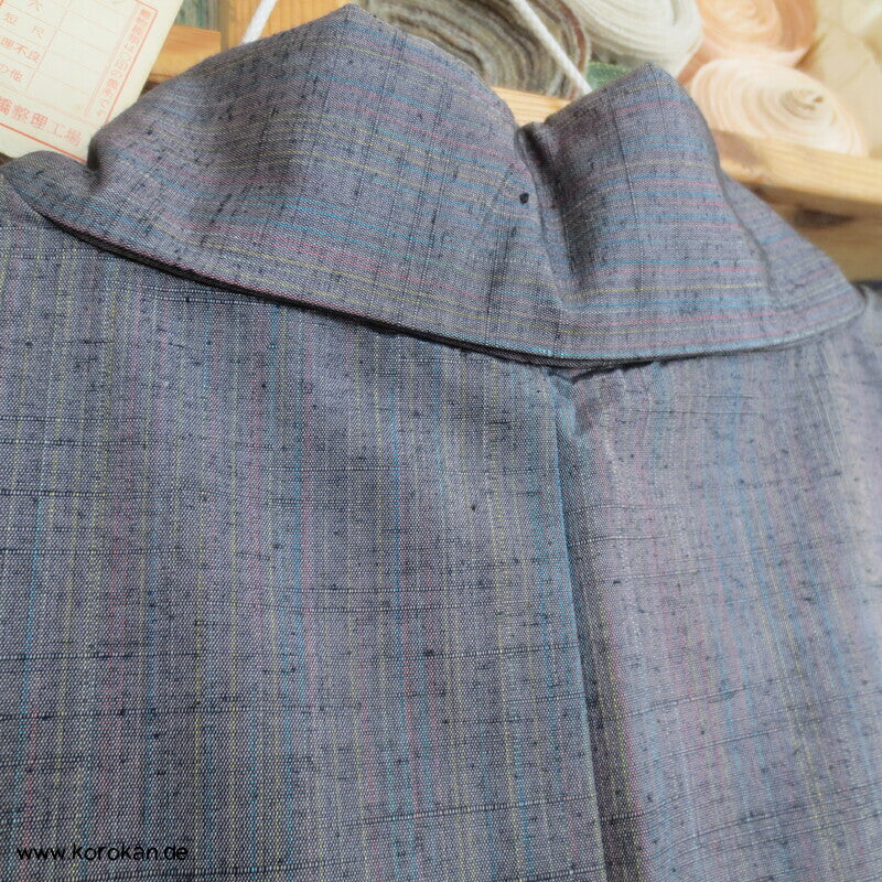 Tsumugi Seiden Kasuri Feinstreifen Bokashi Farbverlauf Kimono
