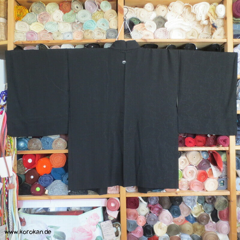Blätter Arabesken schwarze Haori Kimono Jacke