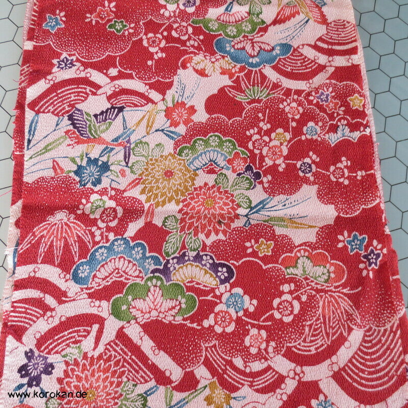 Araihari Kimono Chirimen Seidencrepe - klassische japanische Muster