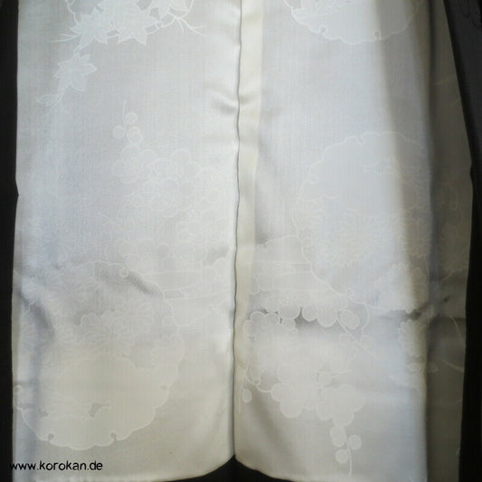 schwarze Blüten Rinzu Damast Seiden Haori