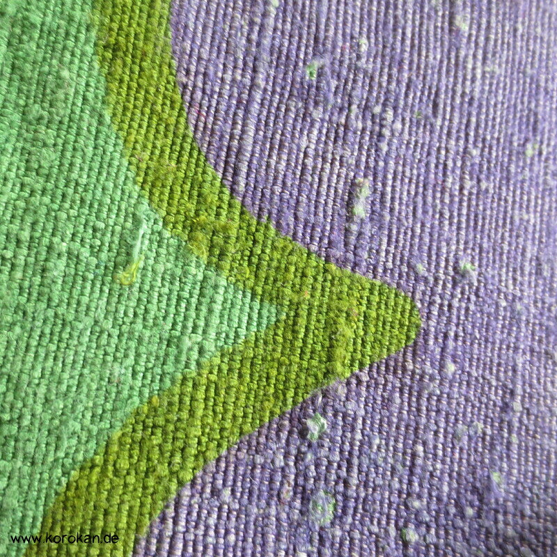 Thai Silk Bourette Seiden Stoff Pril Blumen in grün