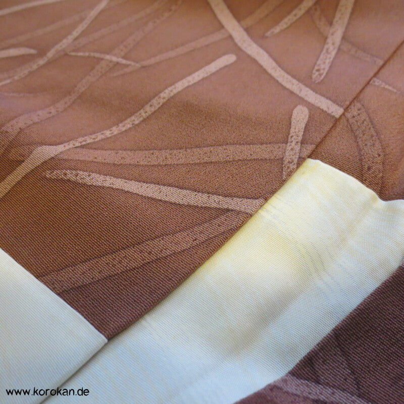 Gräserdruck Haori Kimono Jacke, braunrosa - mauve Seidencrepe