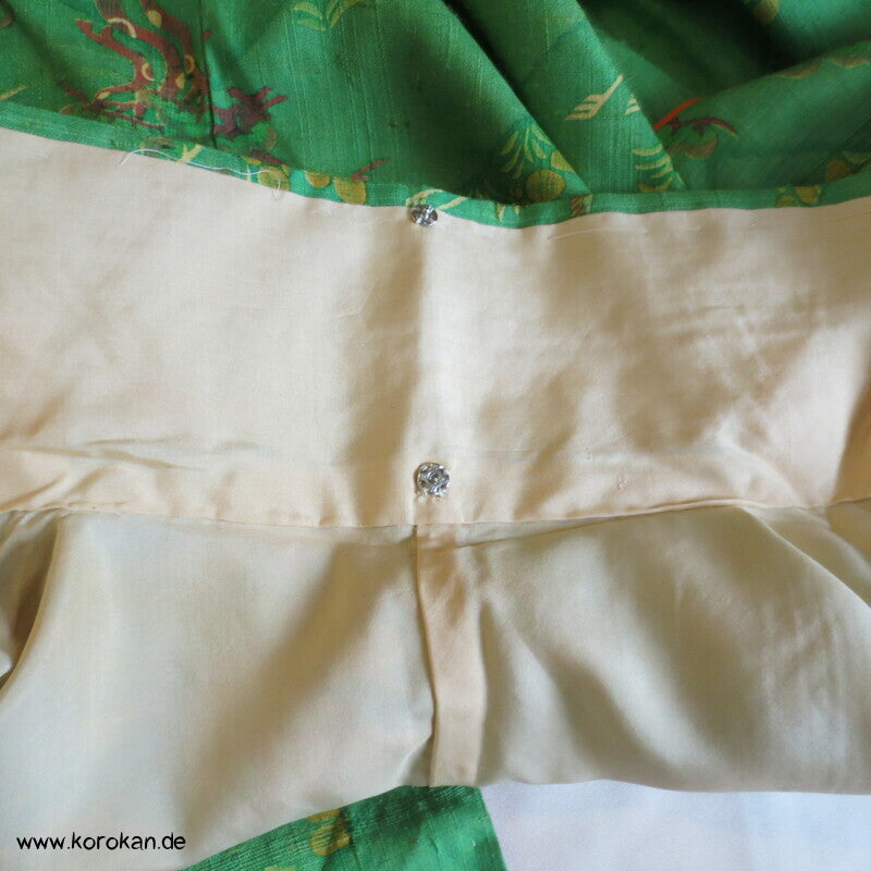 Kranich und Pinien Druck Tsumugi Seiden Kimono