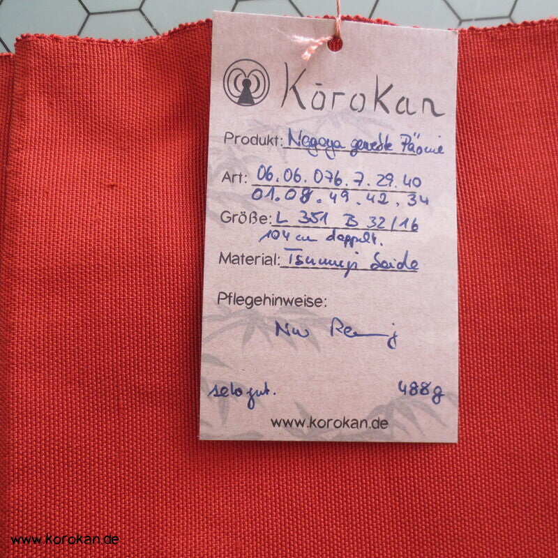 gelbe Päonie auf rot Vintage Nagoya Obi