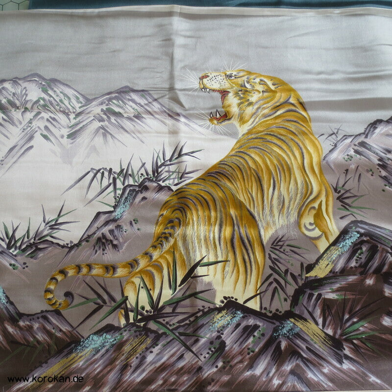 bemalter Seidensatin Haori Schulter Futter - Tiger
