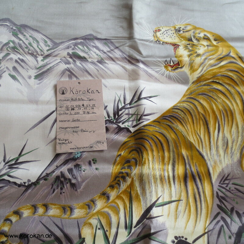 bemalter Seidensatin Haori Schulter Futter - Tiger