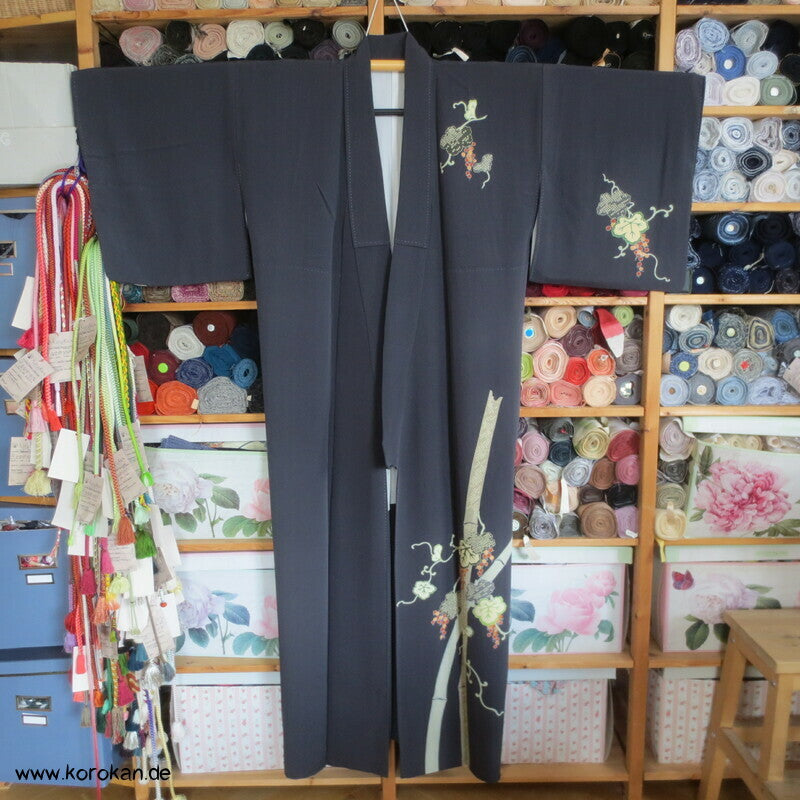 Weinblätter und Trauben, Bambus Homongi Kimono