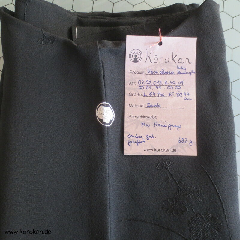 schwarze Kiku Damast Chrysanthemen Haori