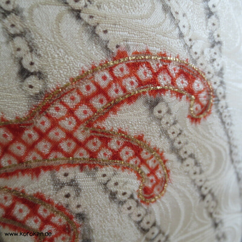Genji Guruma Wasserräder antiker Furisode Seidendamast Kimono