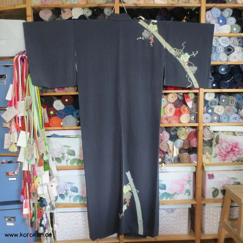 Weinblätter und Trauben, Bambus Homongi Kimono
