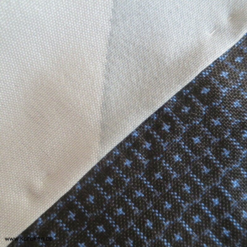 Kimono und Haori Set in blau schwarzer Kasuri Kikko Tsumugi Seide, Falke