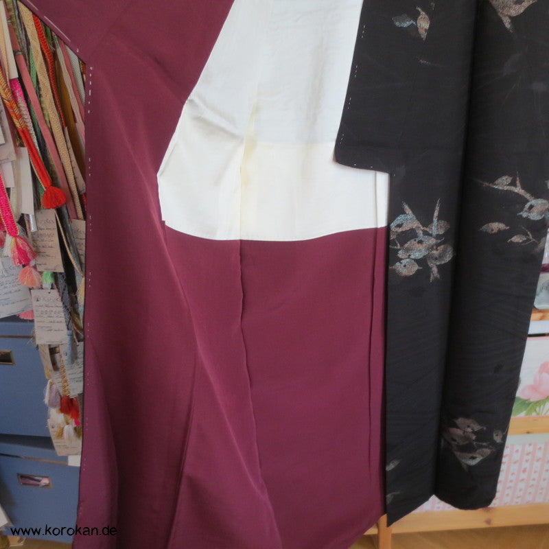 gewebtes glitzerndes Blütenmuster Omeshi Urushi Komon Kimono
