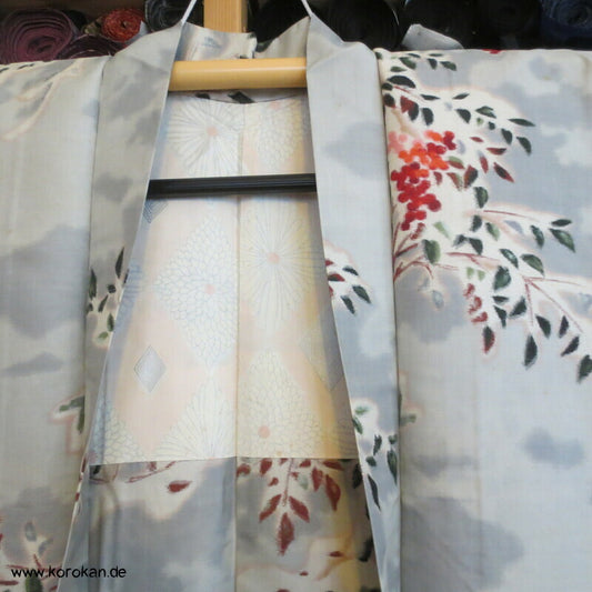 Kasuri Beerenzweige Meisen Seiden Haori Kimono Jacke