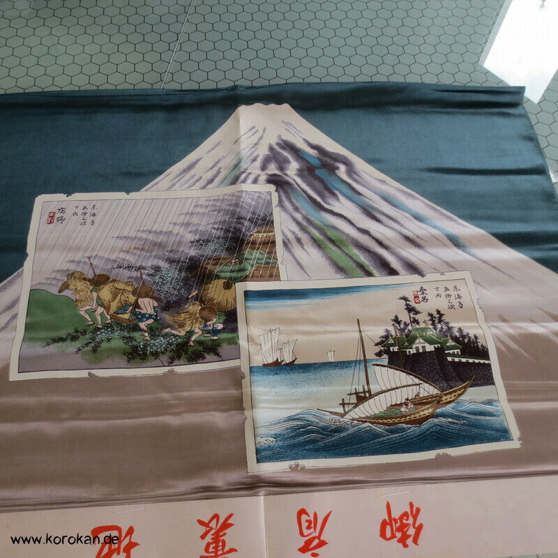 bemalter Seidensatin Haori Schulter Futter - Tokkaido Shikishi