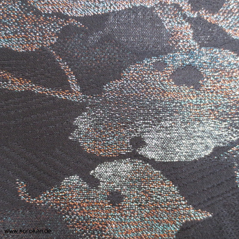 gewebtes glitzerndes Blütenmuster Omeshi Urushi Komon Kimono