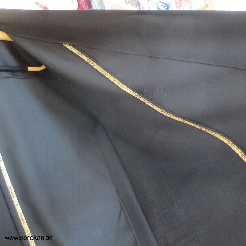 schwarzer Iromuji Kimono reine 120'er Cool Wool Schurwolle, Anfertigung