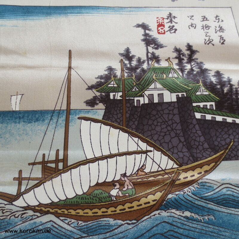 bemalter Seidensatin Haori Schulter Futter - Tokkaido Shikishi
