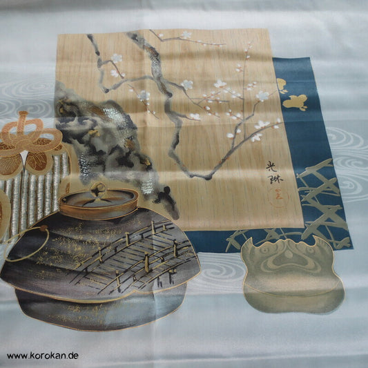 bemalter Satin Haori Schulter Futter - Teezeremonie Utensilien