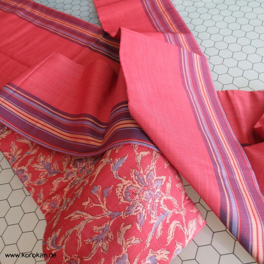 Nagoya Obi, eine Seite Gestreift mit gewebten Jacquard Arabesken