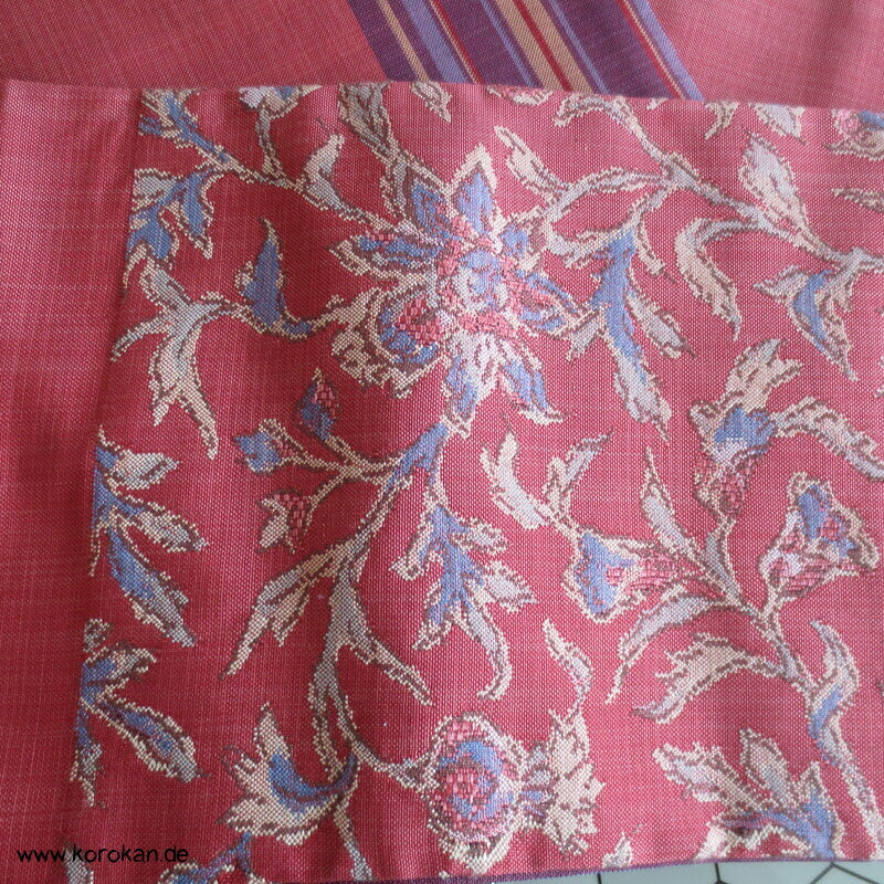 Nagoya Obi, eine Seite Gestreift mit gewebten Jacquard Arabesken