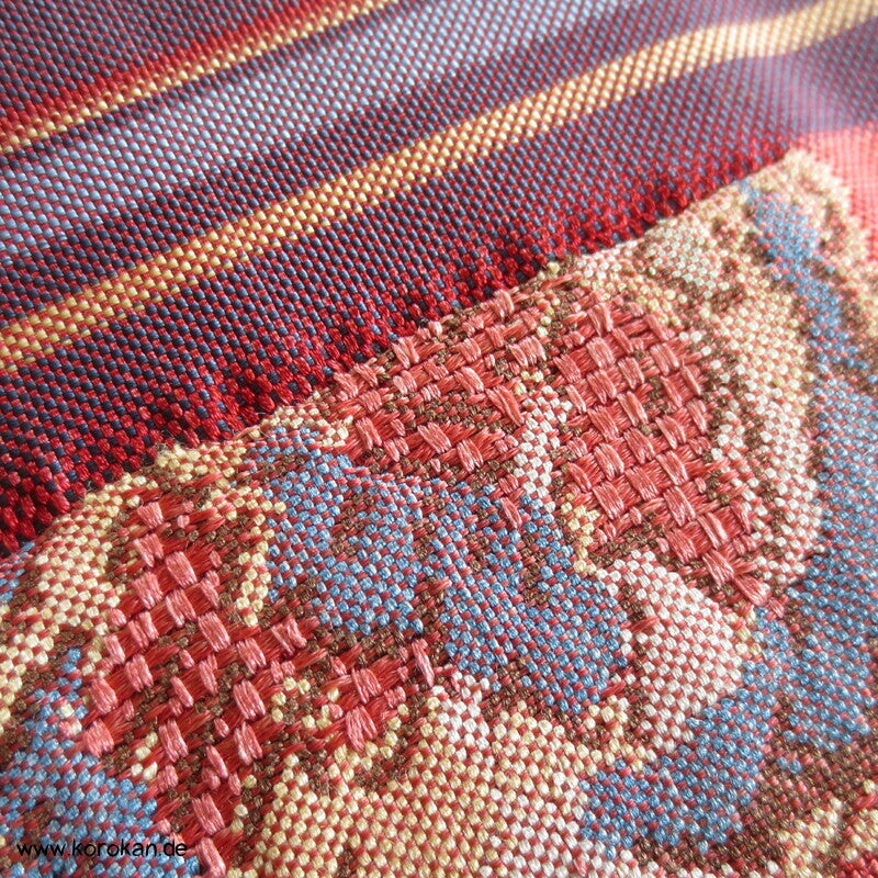 Nagoya Obi, eine Seite Gestreift mit gewebten Jacquard Arabesken