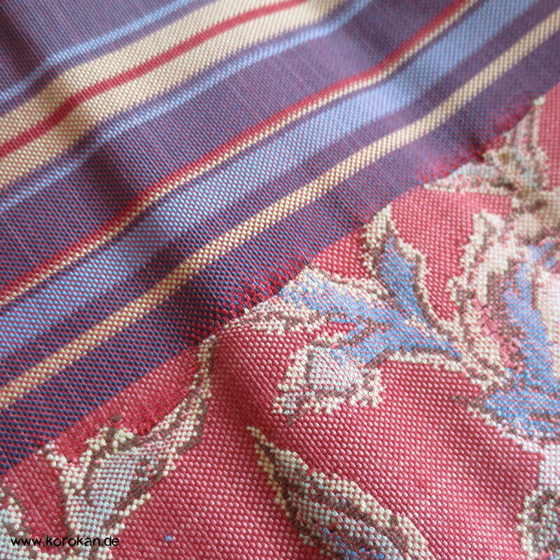 Nagoya Obi, eine Seite Gestreift mit gewebten Jacquard Arabesken