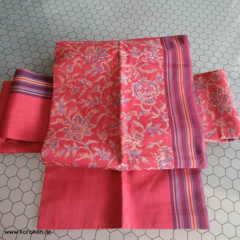 Nagoya Obi, eine Seite Gestreift mit gewebten Jacquard Arabesken
