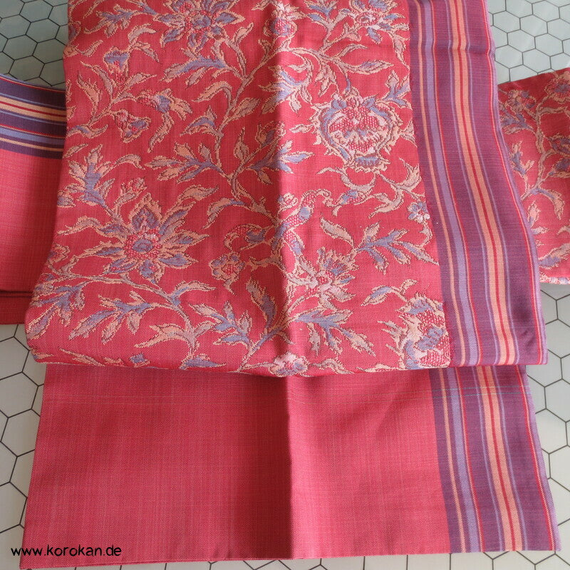 Nagoya Obi, eine Seite Gestreift mit gewebten Jacquard Arabesken