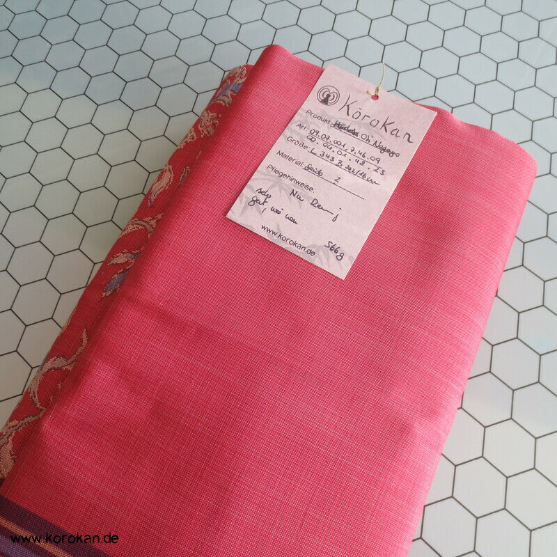 Nagoya Obi, eine Seite Gestreift mit gewebten Jacquard Arabesken