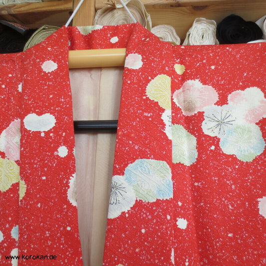 Pflaumenblüten Golddruck Seidendamast Chu Furisode / Komon Kimono