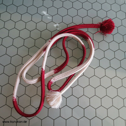 dunkelrot mit weißen Abschnitten Obijime, Seide