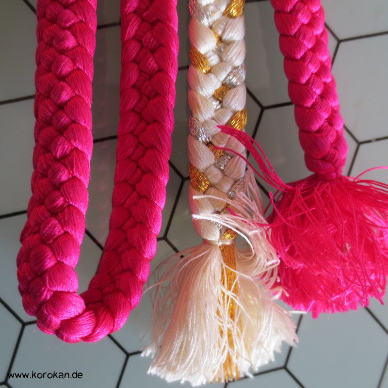 pink - verlaufend nach sakura Obijime, geflochten, gold, silber