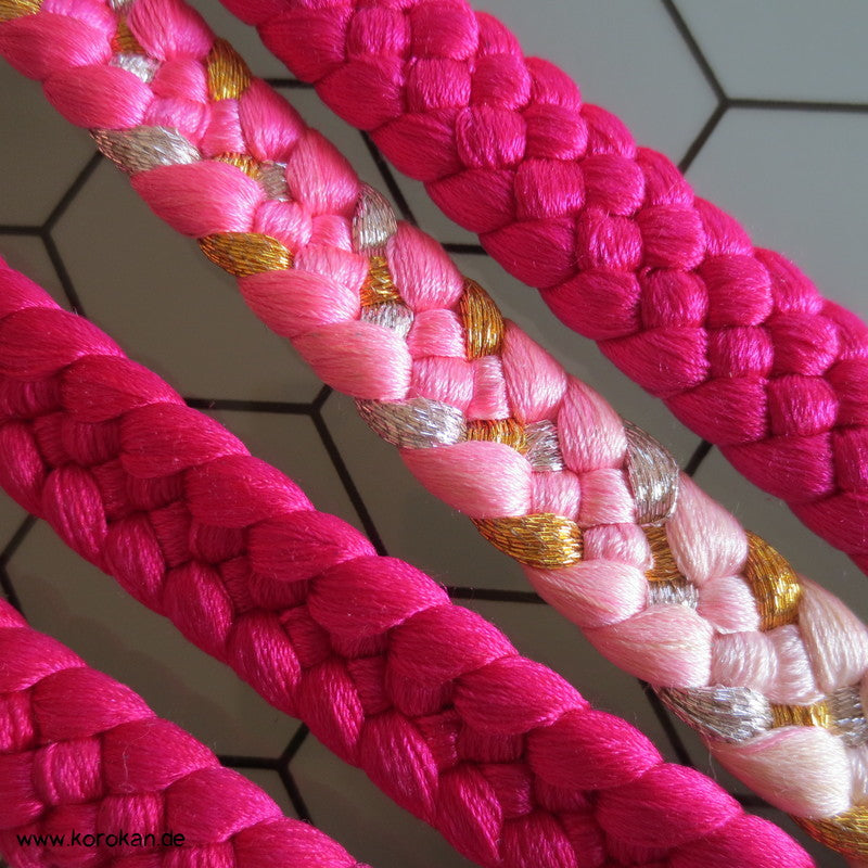 pink - verlaufend nach sakura Obijime, geflochten, gold, silber