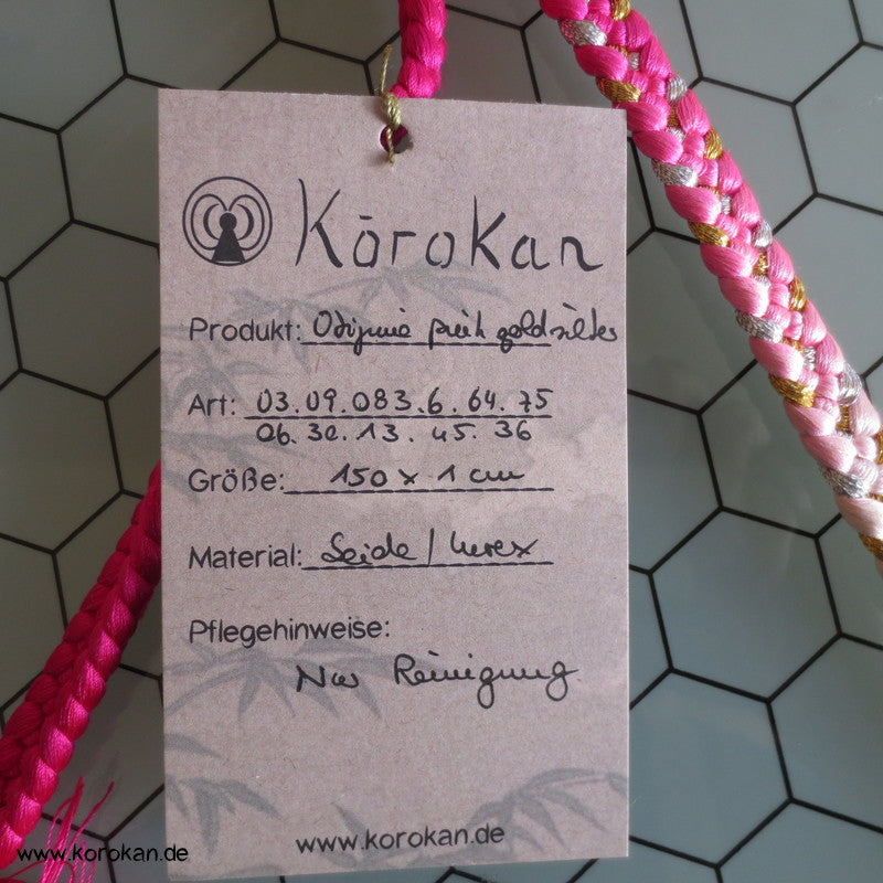 pink - verlaufend nach sakura Obijime, geflochten, gold, silber