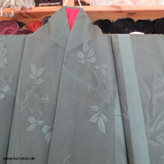 gewebter Bambus Seidendamast, rotes Futter Iromujji Komon Kimono