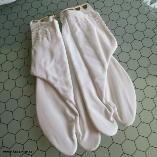 Vintage Baumwoll Tabi weiß mit Haken, 24,5 cm