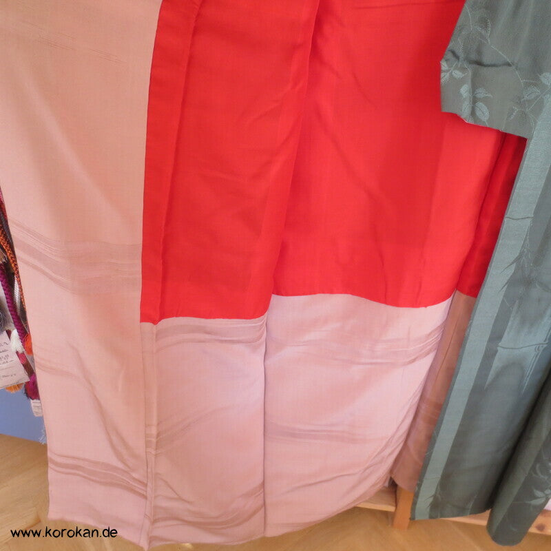 gewebter Bambus Seidendamast, rotes Futter Iromujji Komon Kimono
