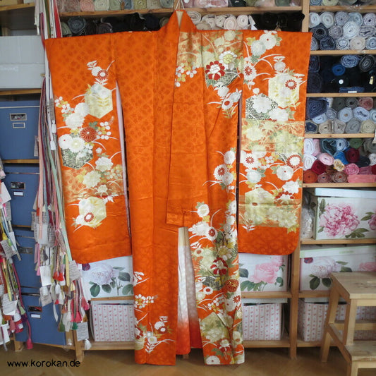 destroyed Heritage, ganz viel Gold Kakeshita Furisode Seidenbrokat Kimono