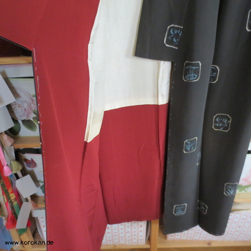 kleine Quadrate mit Muster Seidencrepe Komon Kimono
