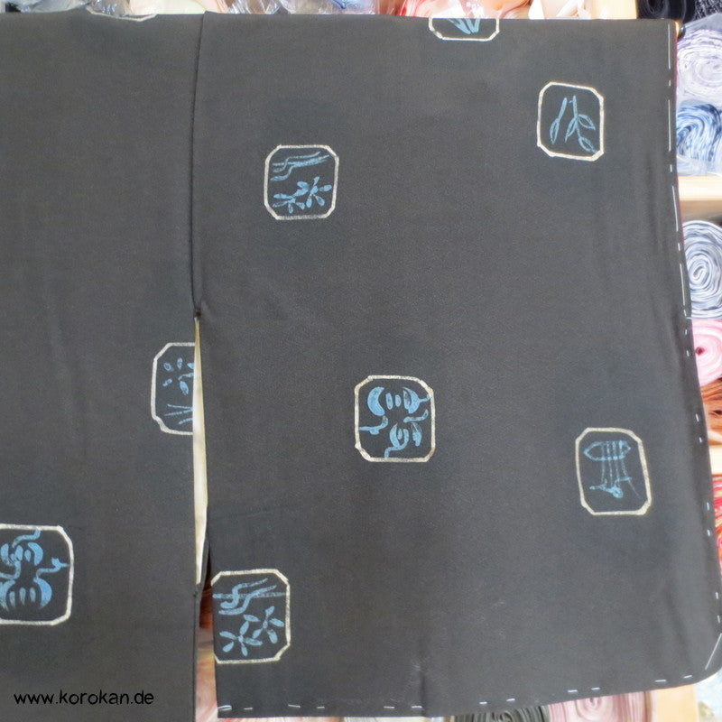 kleine Quadrate mit Muster Seidencrepe Komon Kimono