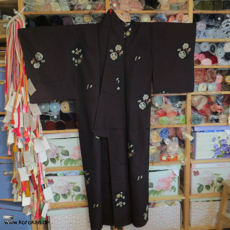 1950'er gewebte abstrakte Blüten Komon Kimono Jacquard