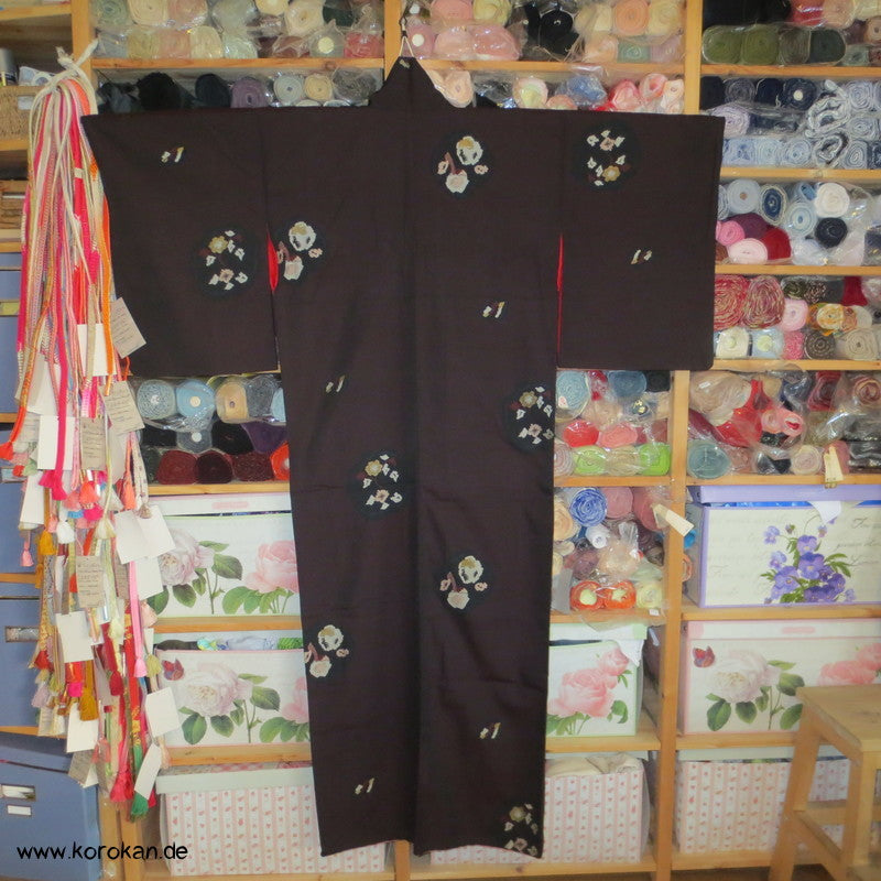1950'er gewebte abstrakte Blüten Komon Kimono Jacquard