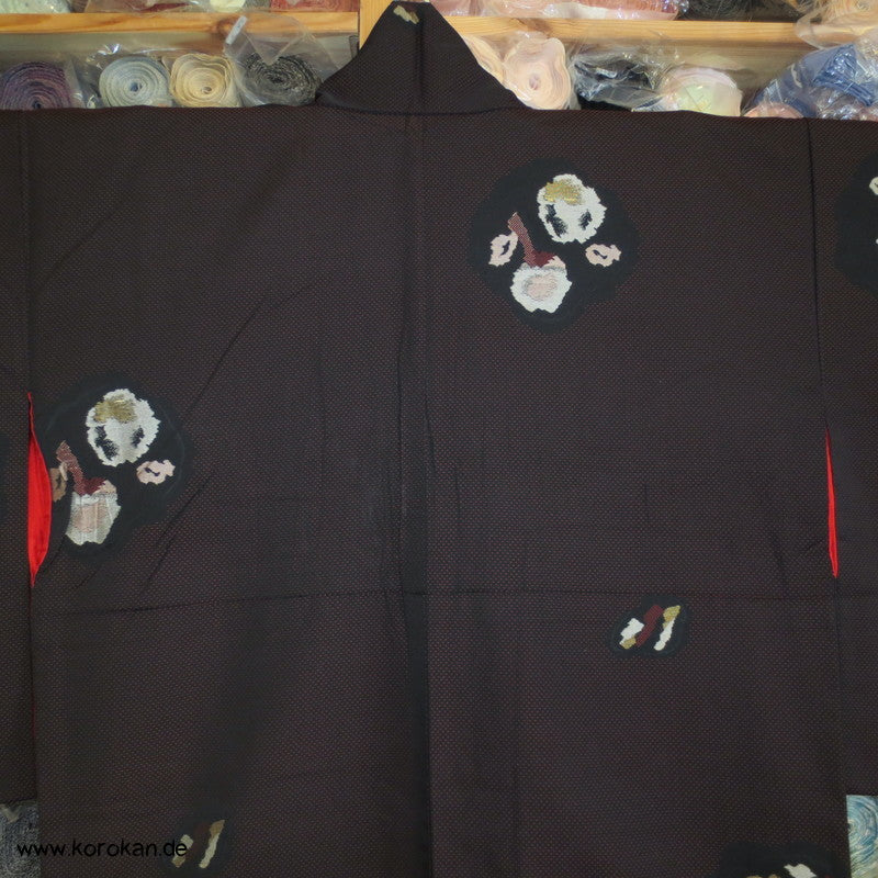 1950'er gewebte abstrakte Blüten Komon Kimono Jacquard